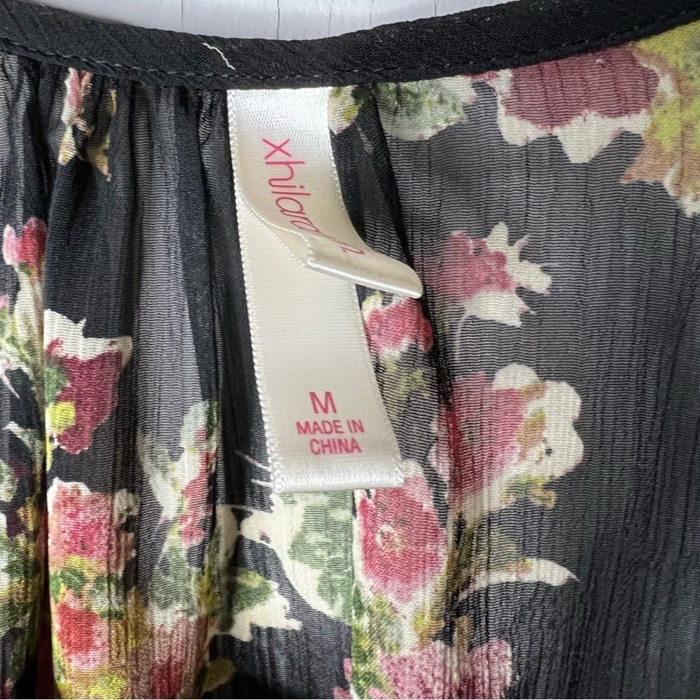 Xhilaration Black Sheer Floral Tunic Dress - Picture 4 of 6